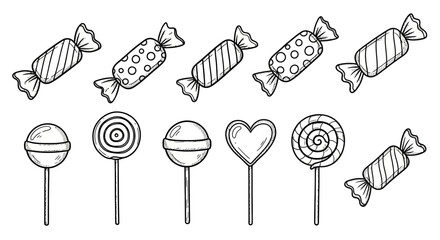 Illustration Vector of Hand Drawn Candies Sweets Lollipops Vintage Style Design for Packaging Sweet Treats