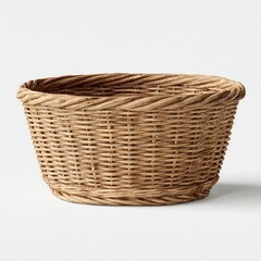Fototapeta premium Oval woven basket, light beige