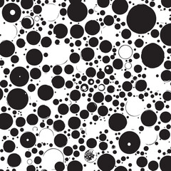 Fototapeta premium A seamless vector pattern of messy circles, an abstract black and white background