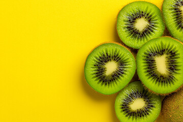 Bright and Fresh Tropical Fruits on Yellow Pastel Background in Minimalist Composition