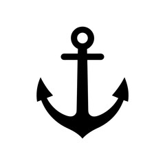 Simple anchor design on transparent background silhouette