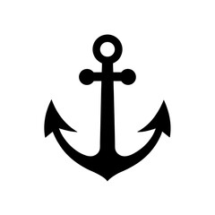 Simple anchor shape on transparent background silhouette