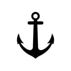 A simple black anchor on transparent background silhouette
