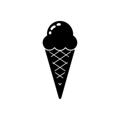 Ice cream cone sweet on transparent background silhouette