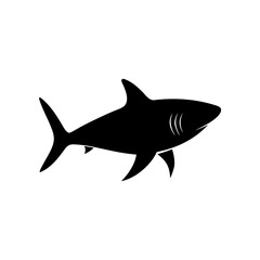 Shark black silhouette on transparent background