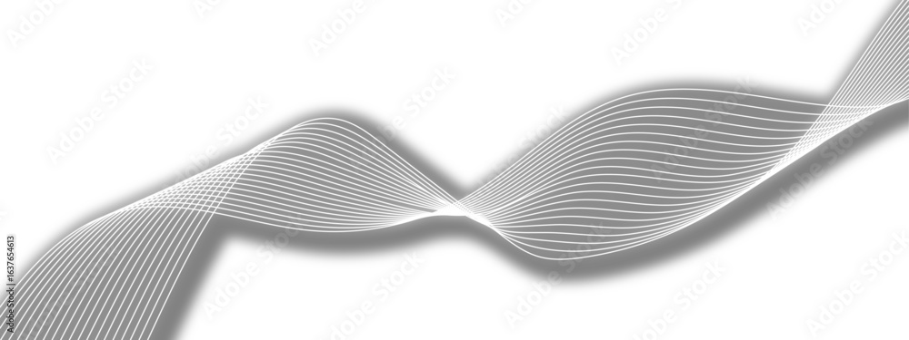 Poster minimalist abstract background with smooth white wavy lines on a clean light gray-white gradient.sof