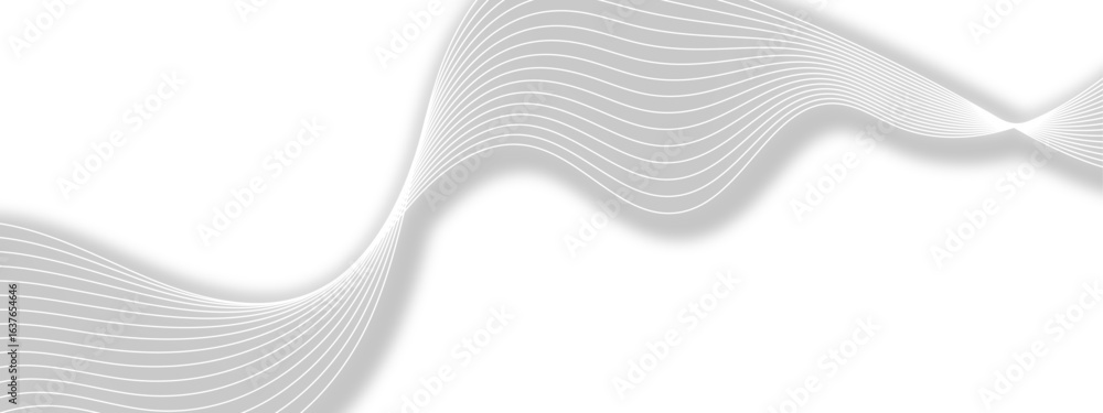 Poster minimalist abstract background with smooth white wavy lines on a clean light gray-white gradient.sof