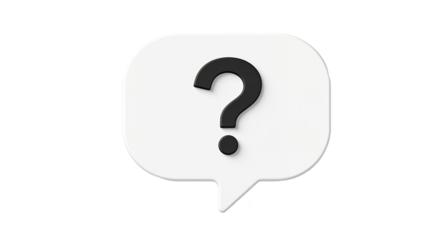 3D Question Mark in Speech Bubble FAQs, Help, Support Answers