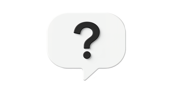 3D Question Mark in Speech Bubble FAQs, Help, Support Answers