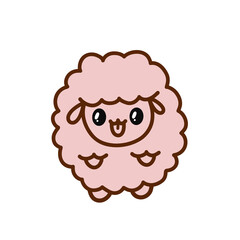 a cartoon sheep with a pink face and brown legs