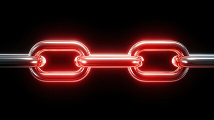 A glowing, futuristic chain link design against a dark background, showcasing a blend of metal and neon elements.