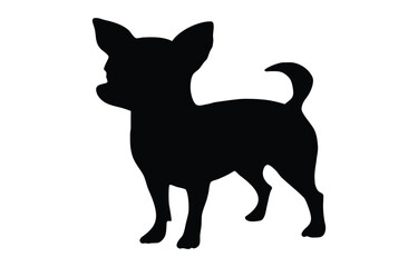 Chihuahua dog silhouette, Black standing chihuahua dog icon flat vector illustration