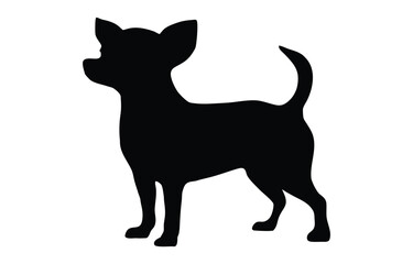 Chihuahua dog silhouette, Black standing chihuahua dog icon flat vector illustration