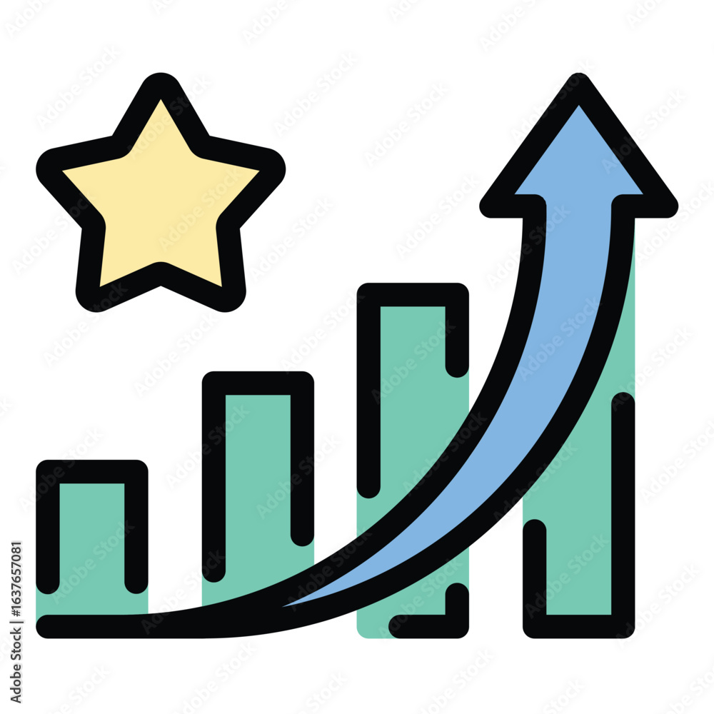 Aufkleber reputation increase icon flat line style illustration representing improved credibility and positive