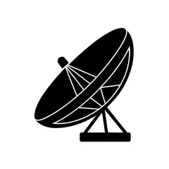Satellite dish black on transparent background silhouette