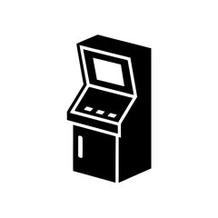 Arcade game machine on transparent background silhouette