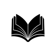 Open book illustration on transparent background silhouette