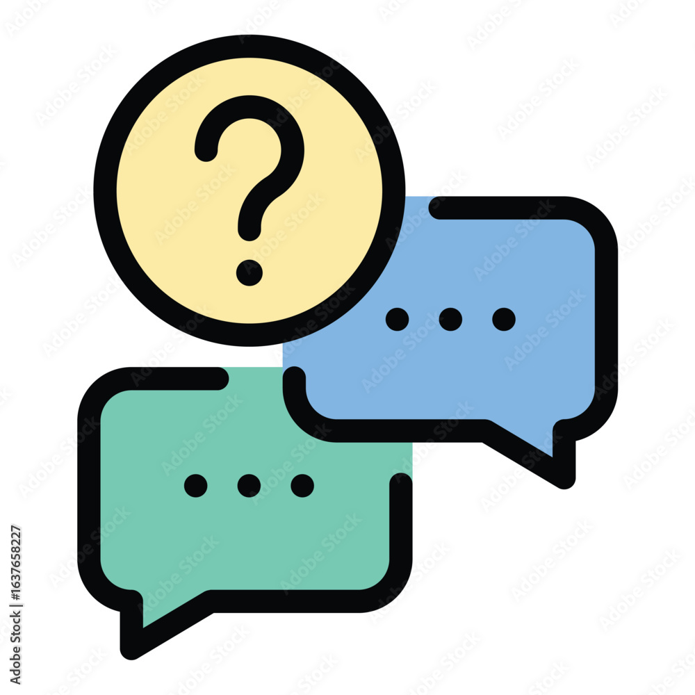 Poster question icon flat line style illustration representing inquiry and information request suitable for