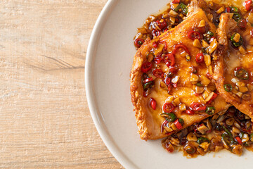 Fried Snapper Belly with Spicy Garlic Soy Sauce