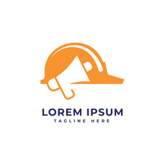 construction promotion marketing logo design modern construction cap megaphone builder concept