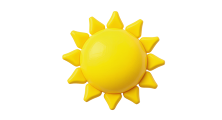 Bright Yellow Sun Icon 3D Render for Summer, Website, App, and Branding