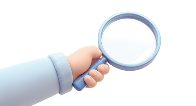 Cartoon Hand Holding Magnifying Glass Search, Discover, Explore