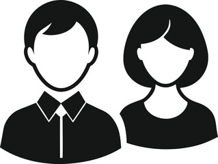 Male and Female Avatar Icon Silhouettes for User Profile and Team Representation
