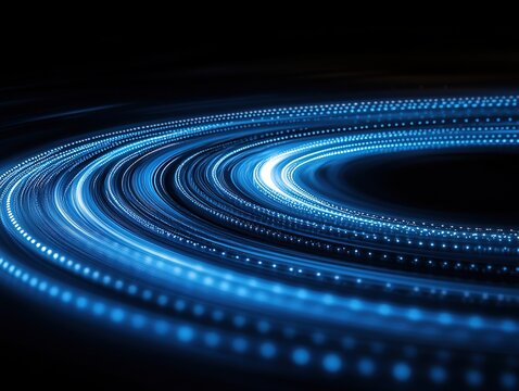 Blue Light Trails Spiral Motion Background 
