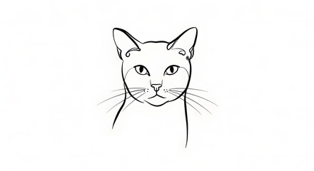 Minimalist line art illustration of a cat's face with elegant outlines on white background.