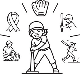 Youth and Recreational Softball Icons Pack