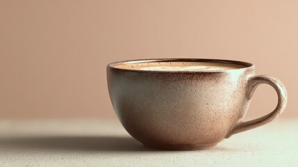 Minimalist Coffee Cup Reflecting Soft Neutral Tones and Textures
