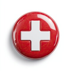 Obraz premium Red button with white cross