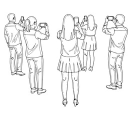 Friends Capturing Moments on Smartphones