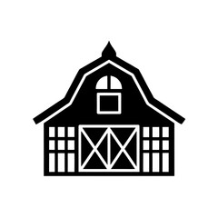 Silhouette of a barn on transparent background