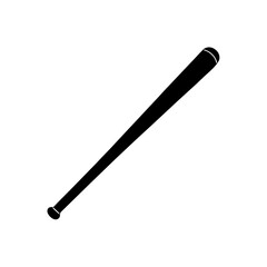 A black baseball bat on transparent background silhouette