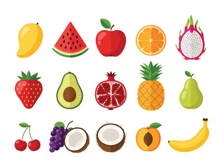 Colorful Collection of Fruits: A vibrant collection of various fresh and juicy fruits, each one meticulously rendered to showcase their unique shapes, colors, and textures.