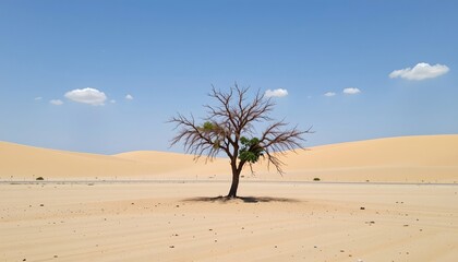 Solitary Tree Tranquil Desert Landscape