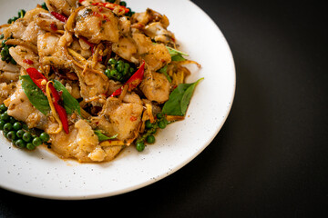 stir fried holy basil with fish and herb