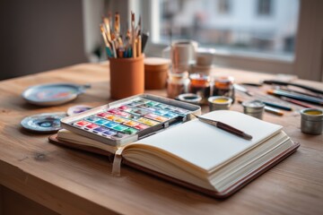 Watercolor color palette banner