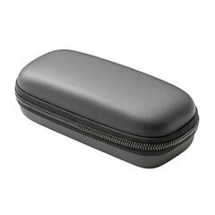 Gray zippered eyeglass case isolated on transparent background