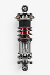 High-tech motorcycle shock absorber, detailed close-up