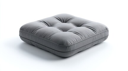 Gray square cushion, tufted, simple, studio shot