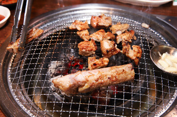 Korean barbecue. marinated beef rib bbq