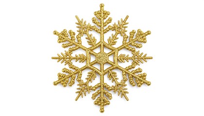 Ornate gold snowflake decoration isolated on white
