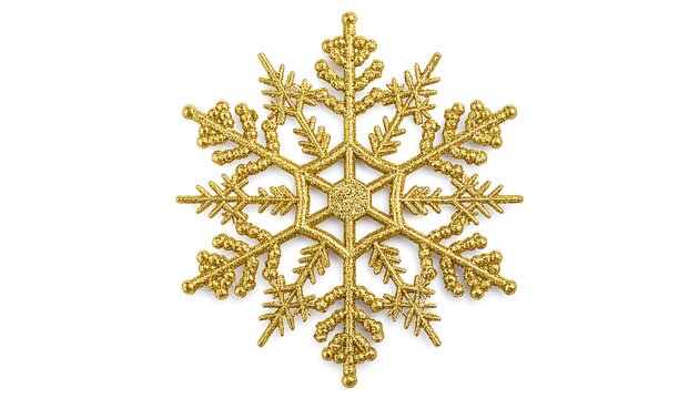 Ornate gold snowflake decoration isolated on white