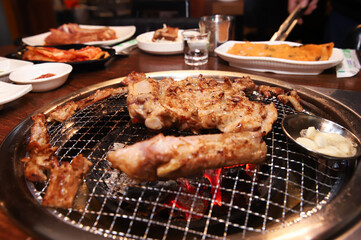 Korean barbecue. marinated beef rib bbq