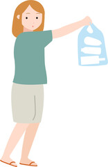 Woman Throwing Small Garbage Bag for Waste Disposal Illustration