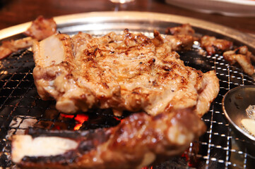 Korean barbecue. marinated beef rib bbq