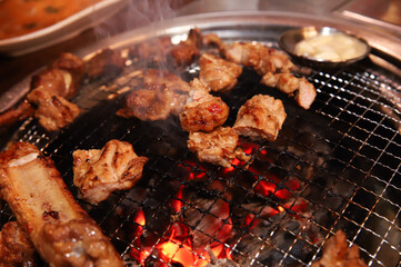 Korean barbecue. marinated beef rib bbq