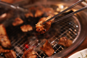 Korean barbecue. marinated beef rib bbq